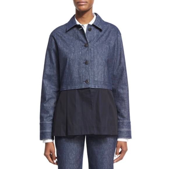 Elizabeth and James York Chambray Button Front Jacket Indigo Peplum Size Medium - Picture 1 of 14